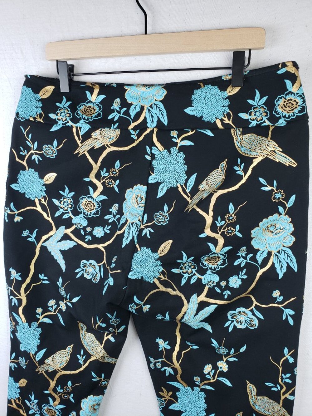 Soft Surroundings Chinoiserie Pants Ponte Foil Printed Floral Birds Boho size XL - Picture 11 of 11
